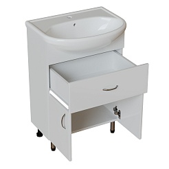 Mixline Тумба под раковину Мистраль 60 1 ящик белая – фотография-2